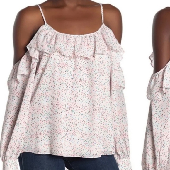 Parker Cold Shoulder Ruffle Confetti Dottie Long Sleeve Blouse - Picture 1 of 12